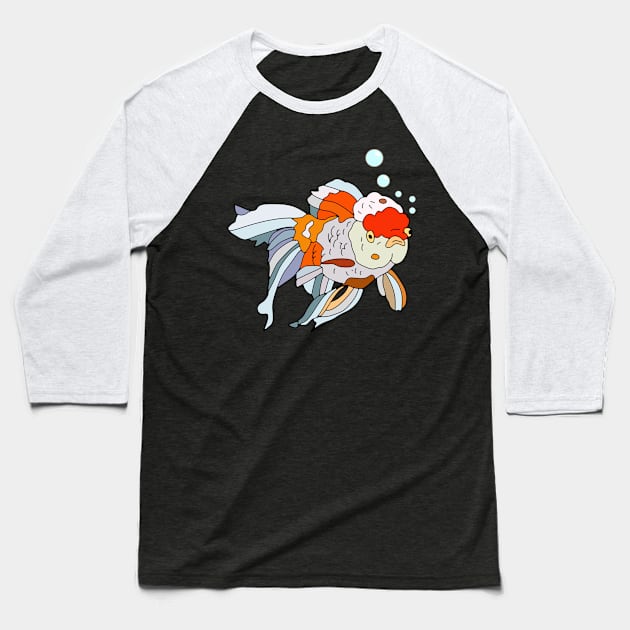 Brainy Goldfish Baseball T-Shirt by notsniwart
